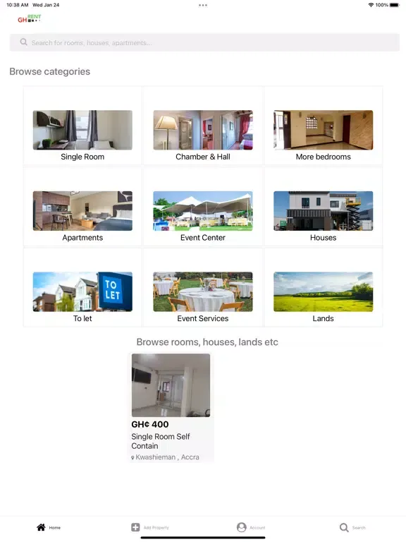 تصاویر Ghana Rent - Rooms for renting iPad 