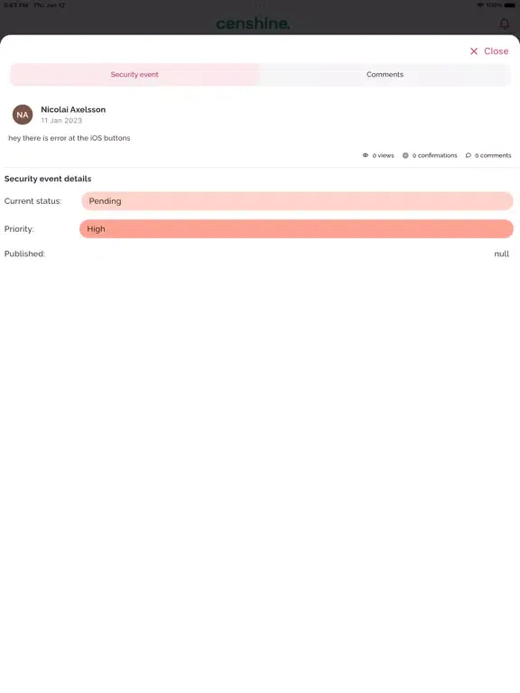 Tangkapan skrin Censhine Meerkat iPad 