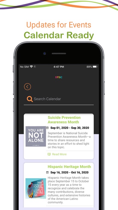 SYSC Mobile Screenshots