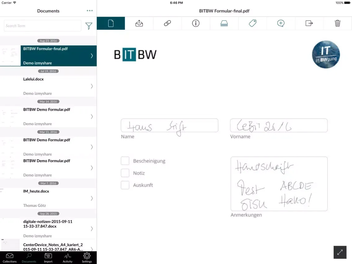 Capturas de pantalla de izmyshare iPad 
