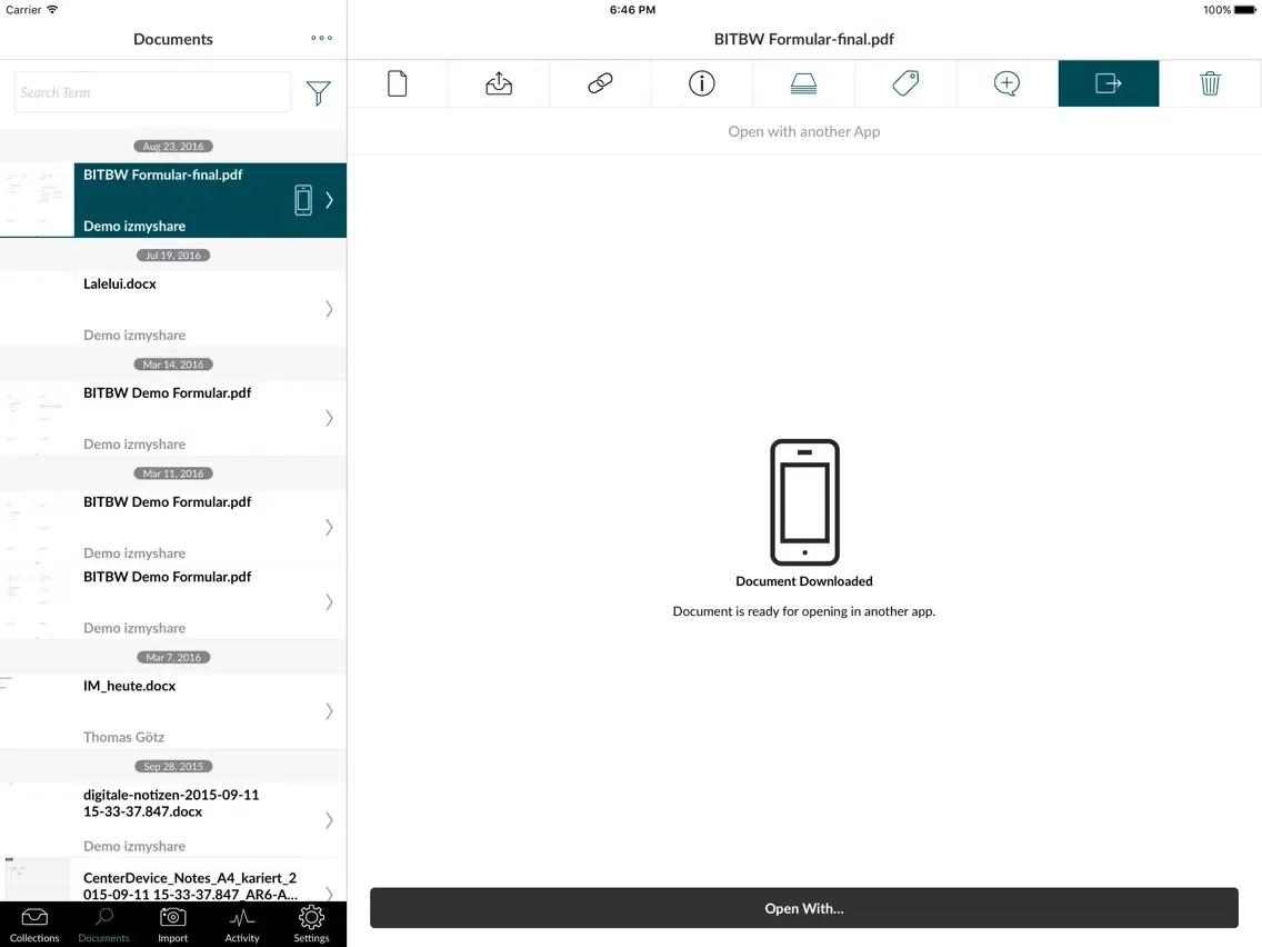 Capturas de pantalla de izmyshare iPad 