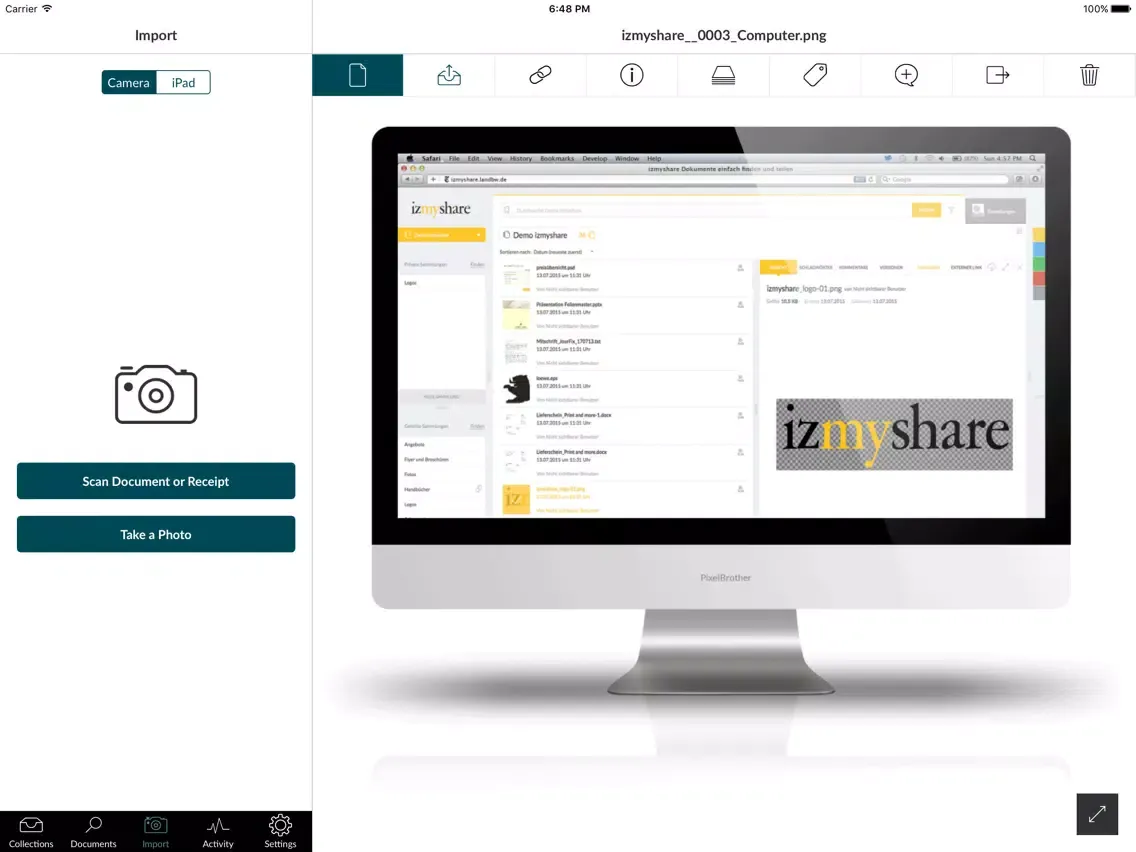 Capturas de pantalla de izmyshare iPad 