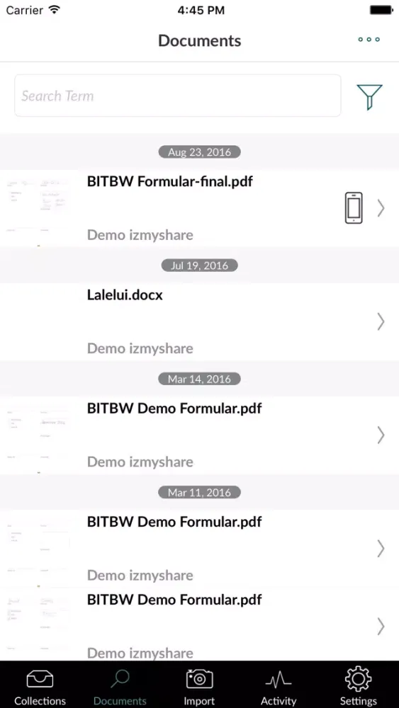 Capturas de pantalla de izmyshare