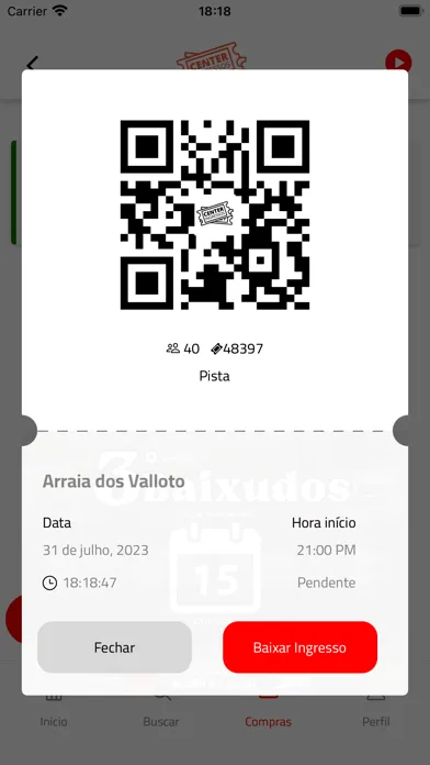 Capturas de tela do Center Ingressos