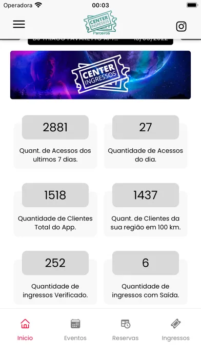 Ảnh chụp màn hình của Center Ingressos Parceiros