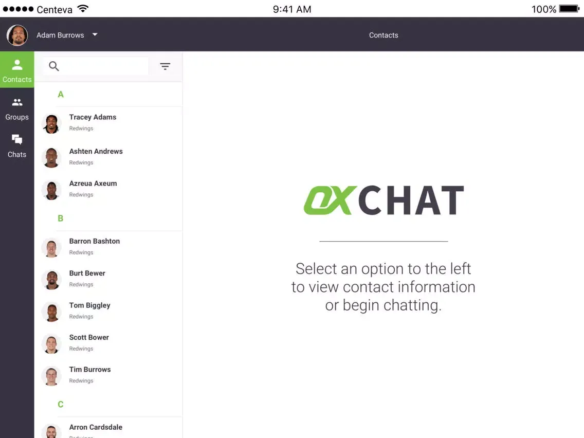 Capturas de tela do OX Chat iPad 