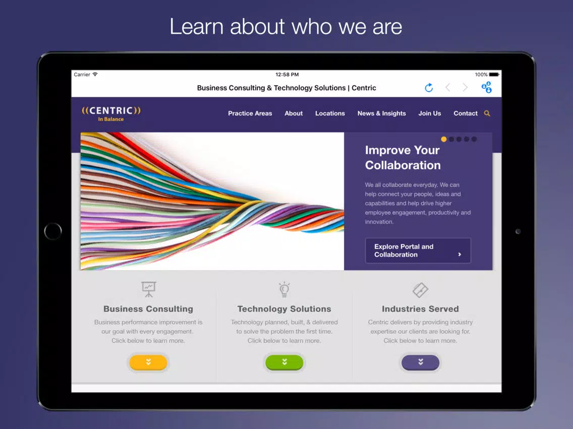 Tangkapan layar Centric Connect iPad 