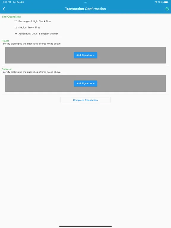 Scrap Tire Tracking System iPad  스크린샷