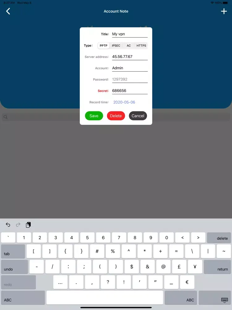 Скриншоты VNP VPN iPad 