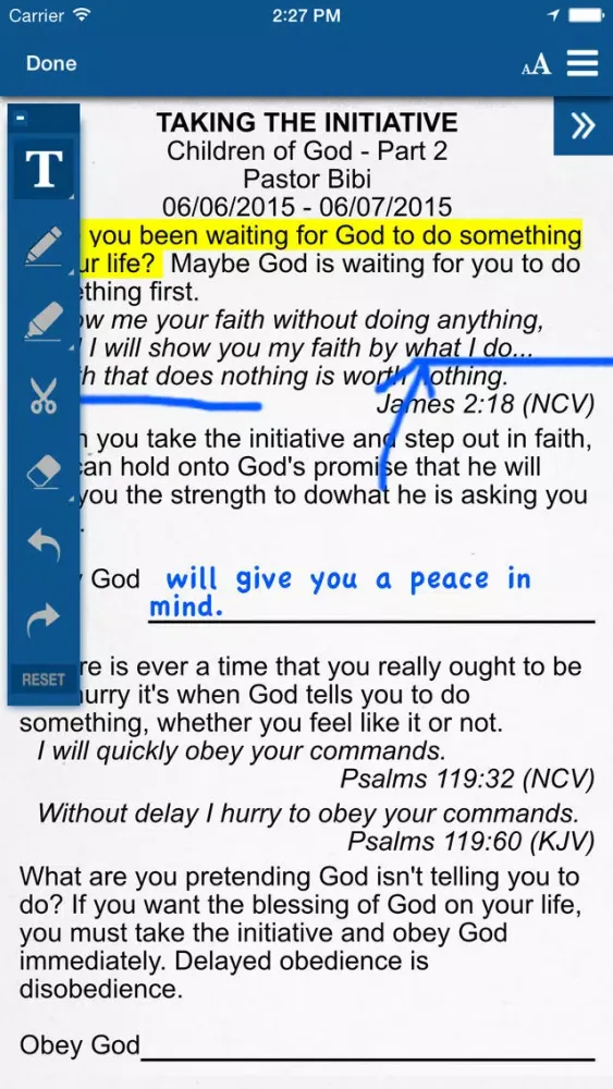 Screenshot di Sermon Note App