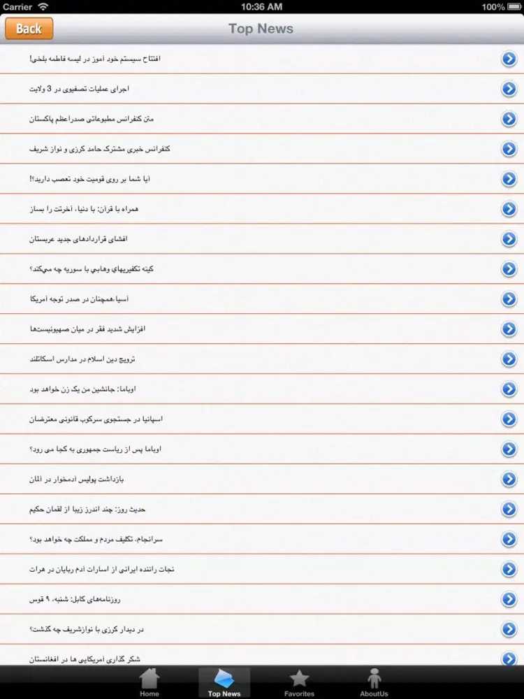 Capturas de tela do Afghanistan News iPad 