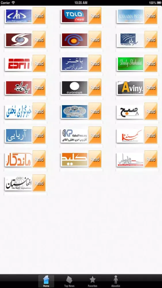 Capturas de tela do Afghanistan News