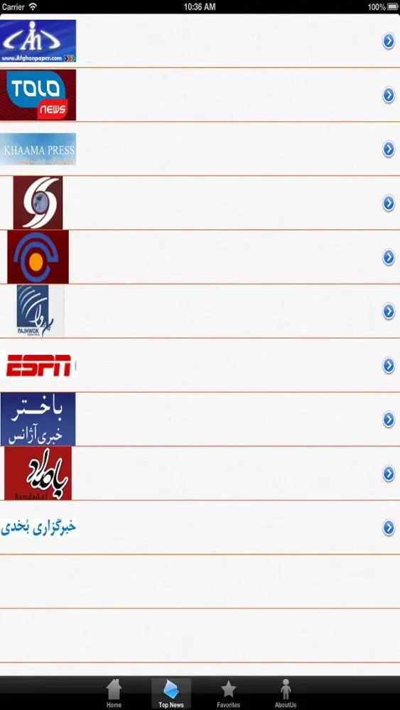 Capturas de tela do Afghanistan News
