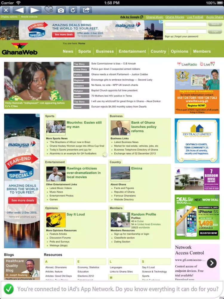 Скриншоты Ghana News. iPad 