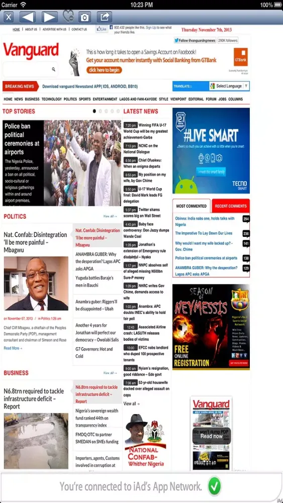 Capturas de pantalla de Nigerian News