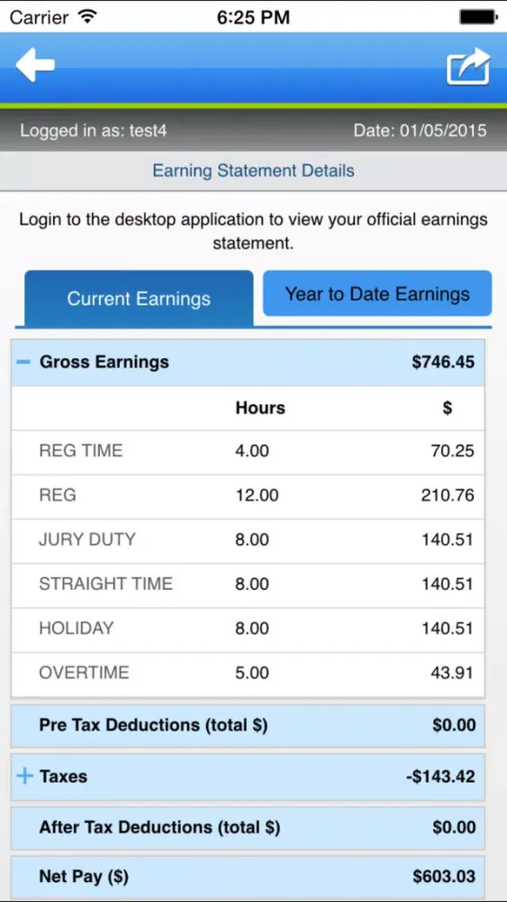 Tangkapan layar Ceridian Self-Service