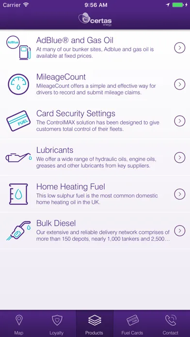 Ảnh chụp màn hình của Certas Energy Fuel Card