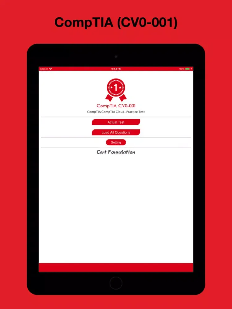 Tangkapan layar CompTIA Cloud+ Test Prep iPad 