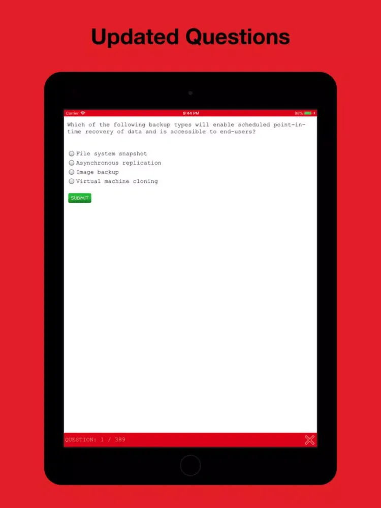 Tangkapan layar CompTIA Cloud+ Test Prep iPad 