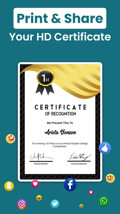 Captures d'écran de Certificate Maker, eCard Maker