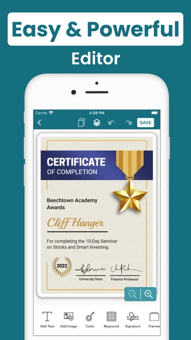 Captures d'écran de Certificate Maker, eCard Maker