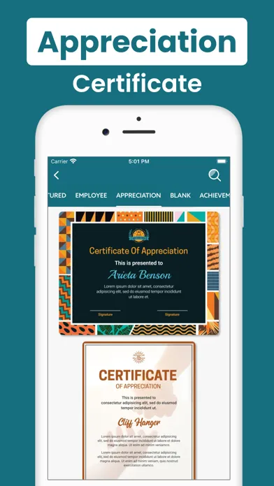 Captures d'écran de Certificate Maker, eCard Maker