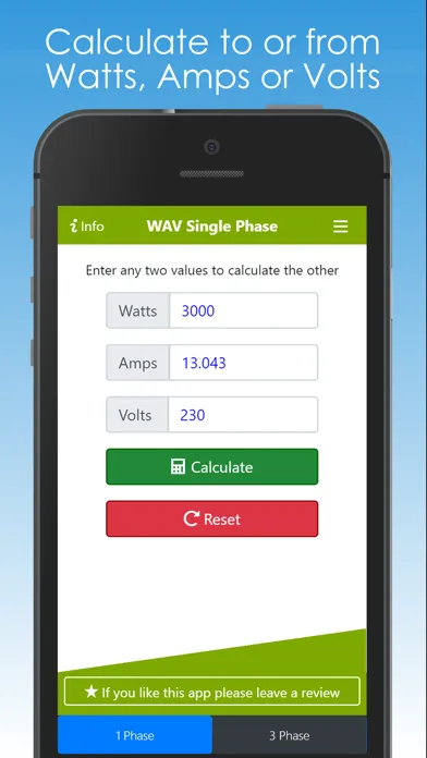 Capturas de pantalla de Watts Amps Volts  Calculator