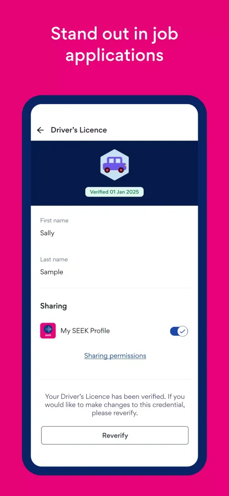 Ảnh chụp màn hình của SEEK Pass