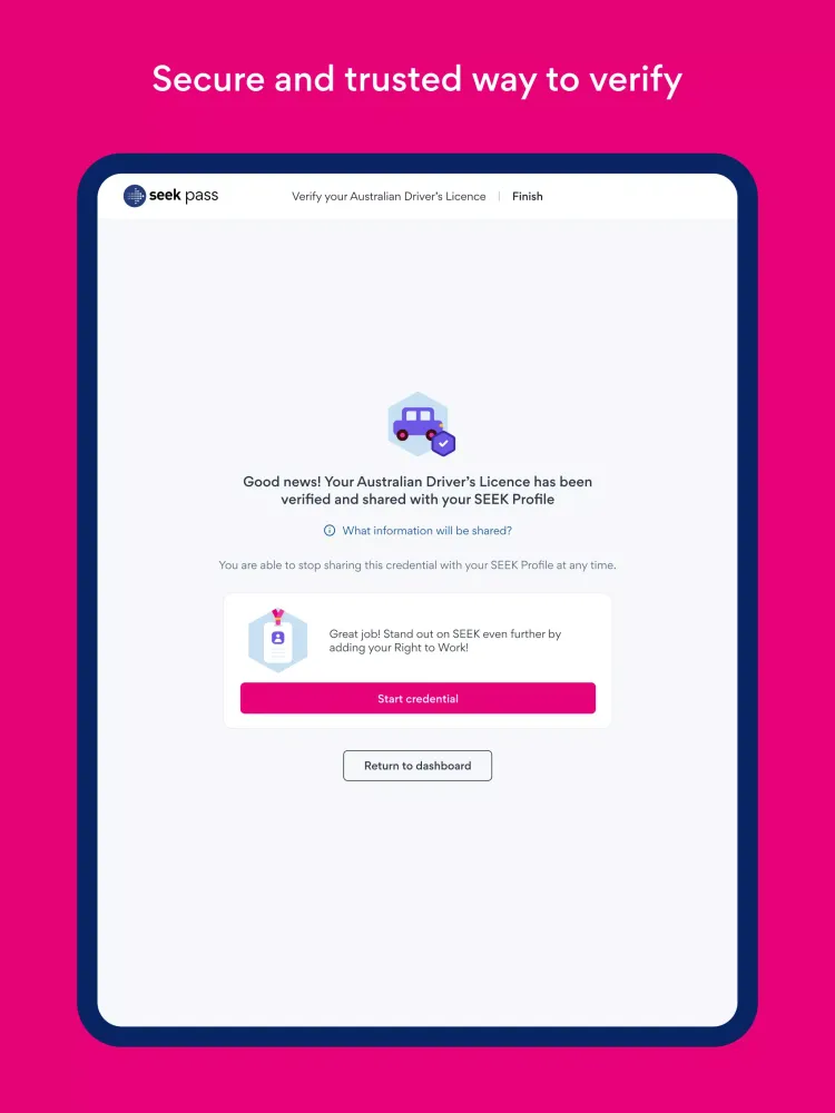 Ảnh chụp màn hình của SEEK Pass
