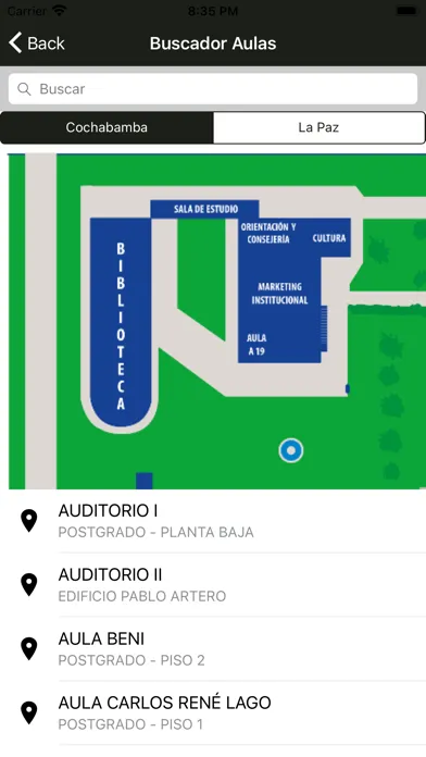 Capturas de tela do UPB Móvil