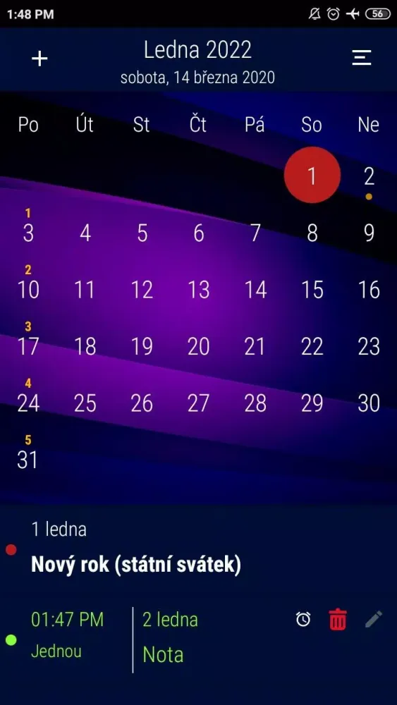 ภาพหน้าจอของ Kalendář