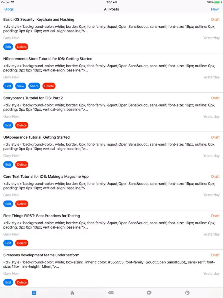 Zrzuty ekranu App for Blogger iPad 