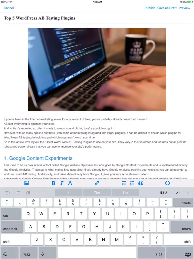 Zrzuty ekranu App for Blogger iPad 