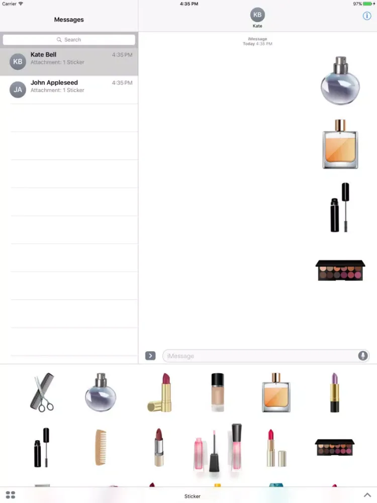 Cosmetic Stickers iMessage iPad  スクリーンショット