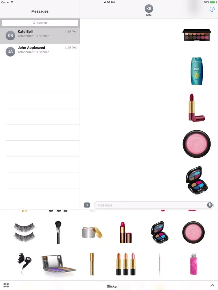 Cosmetic Stickers iMessage iPad  スクリーンショット