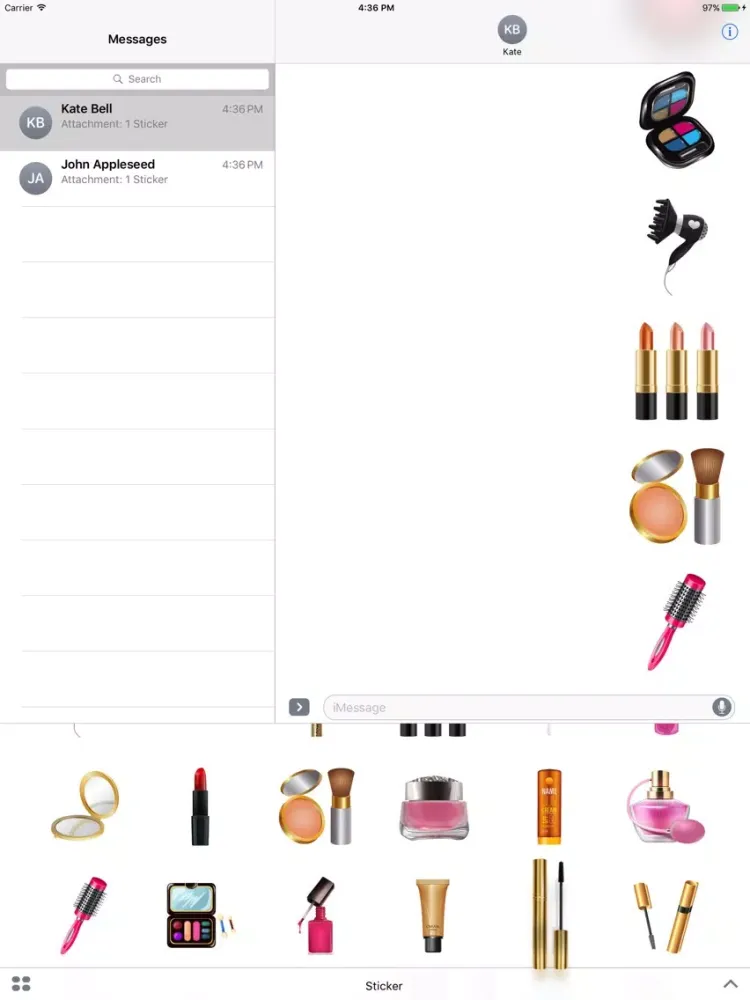 Cosmetic Stickers iMessage iPad  スクリーンショット