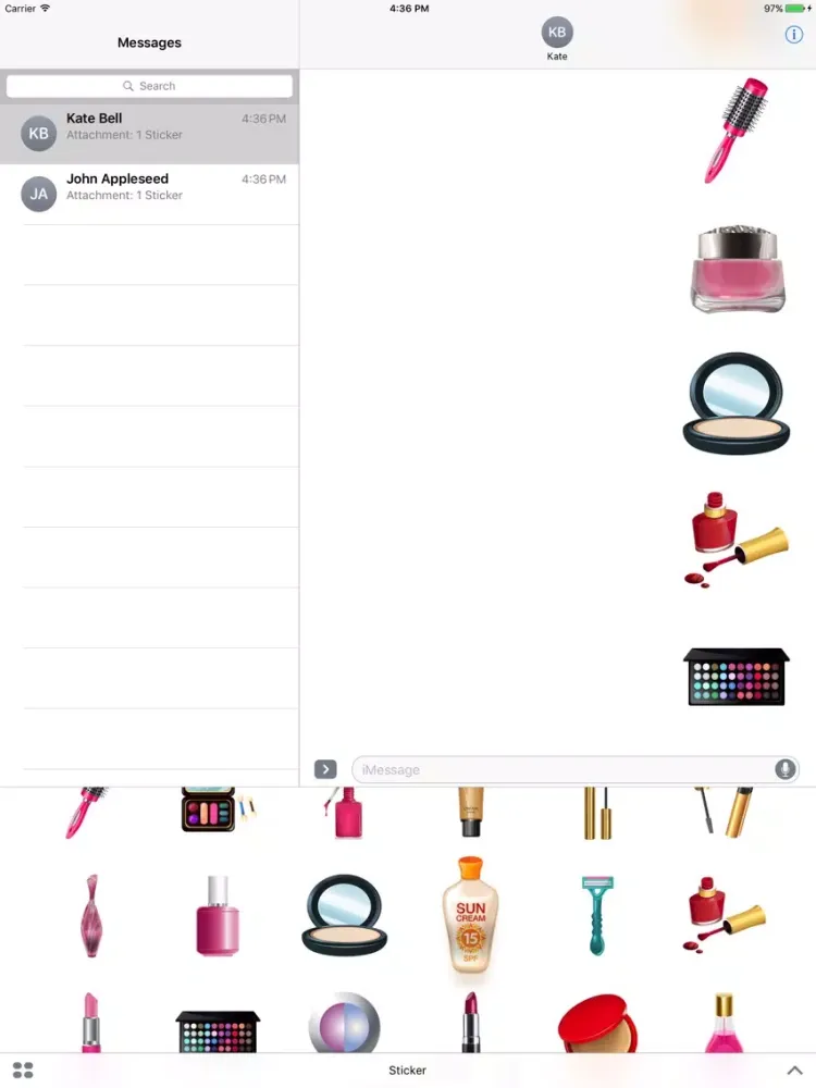 Cosmetic Stickers iMessage iPad  スクリーンショット