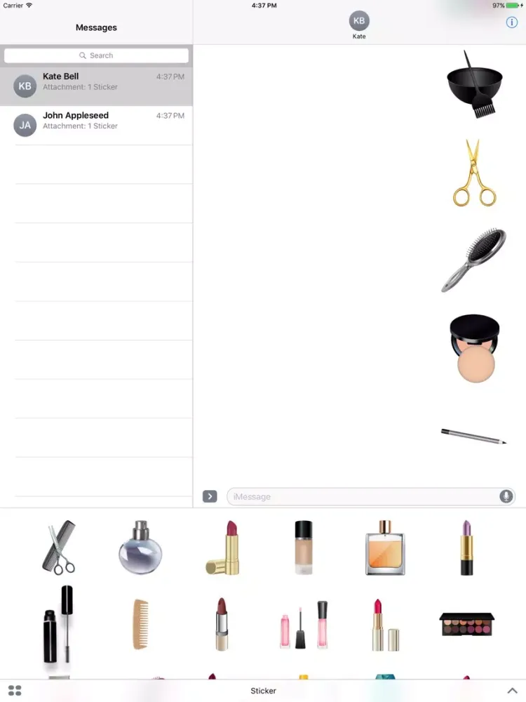 Cosmetic Stickers iMessage iPad  スクリーンショット
