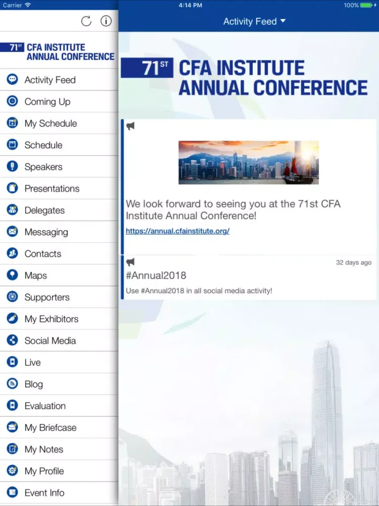 Zrzuty ekranu 71st CFA Institute Annual iPad 