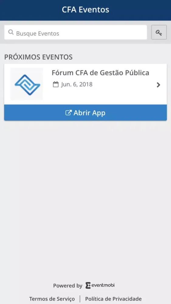 Capturas de tela do CFA Eventos