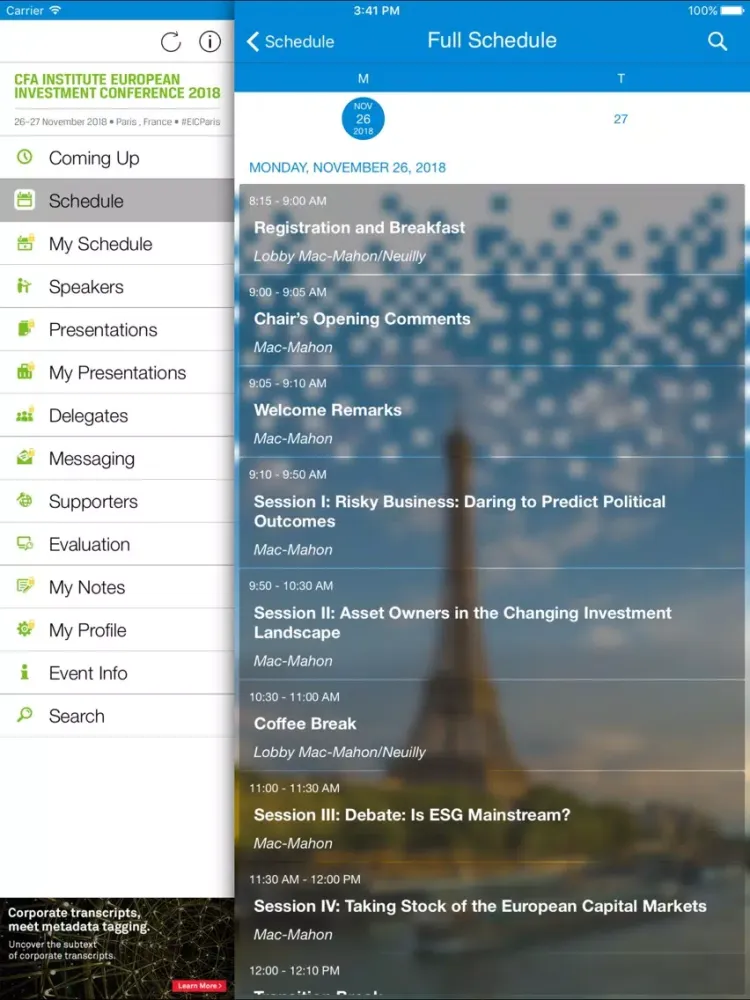 CFA Institute EIC 2018 iPad  Screenshots