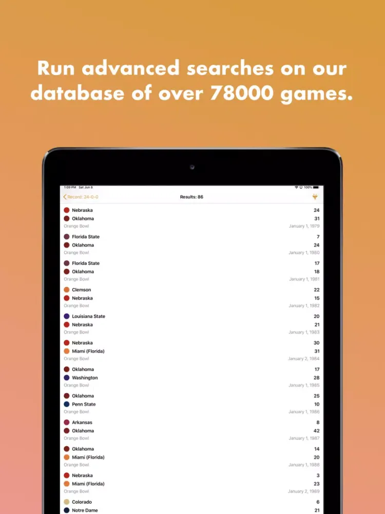 Screenshot di College Football Database iPad 