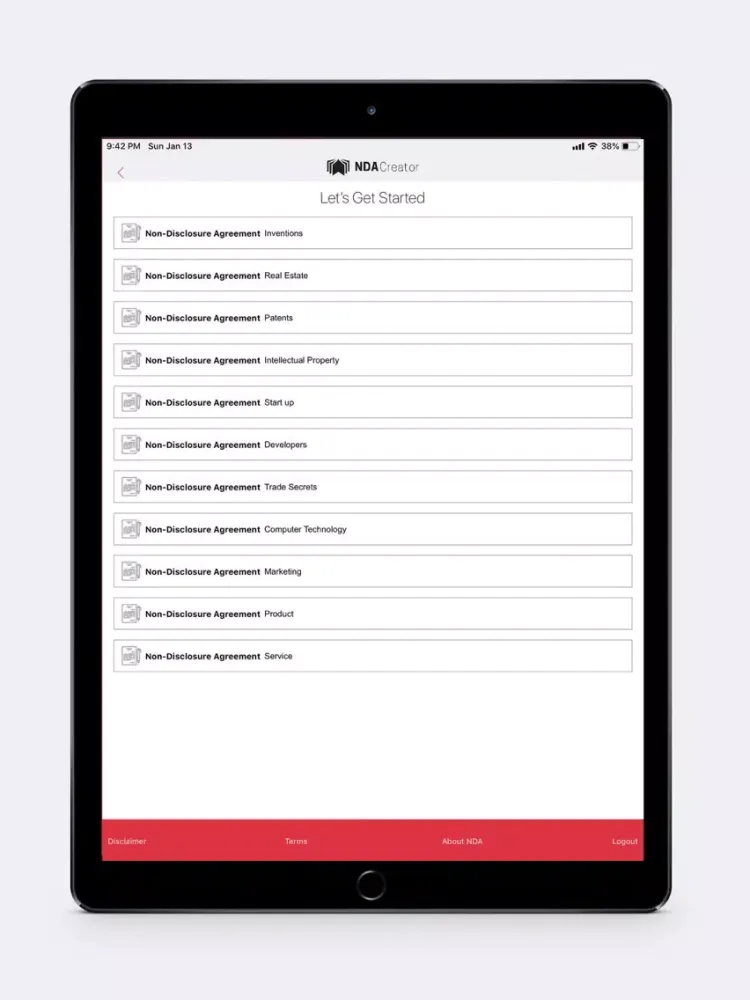 NDA Creator iPad  سکرین شاٹس