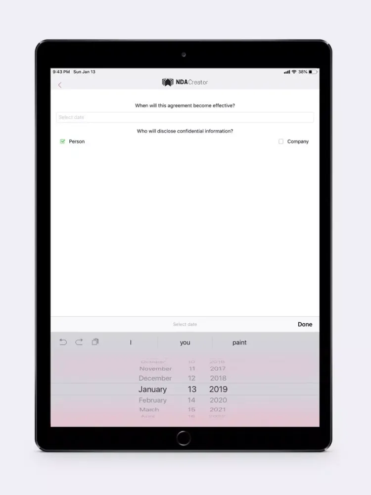 NDA Creator iPad  سکرین شاٹس