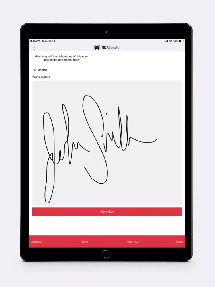NDA Creator iPad  سکرین شاٹس