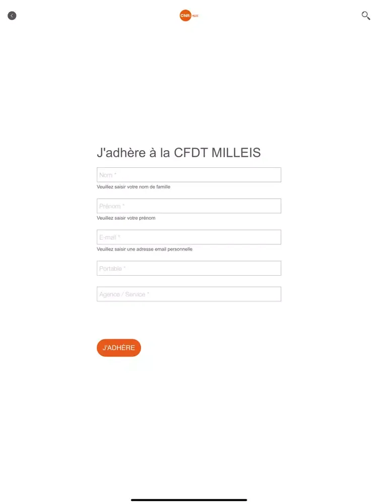 Ảnh chụp màn hình của CFDT MILLEIS iPad 