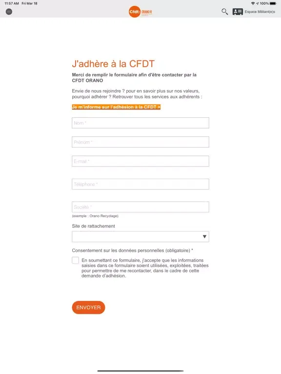 CFDT Orano R iPad  স্ক্রিনশট
