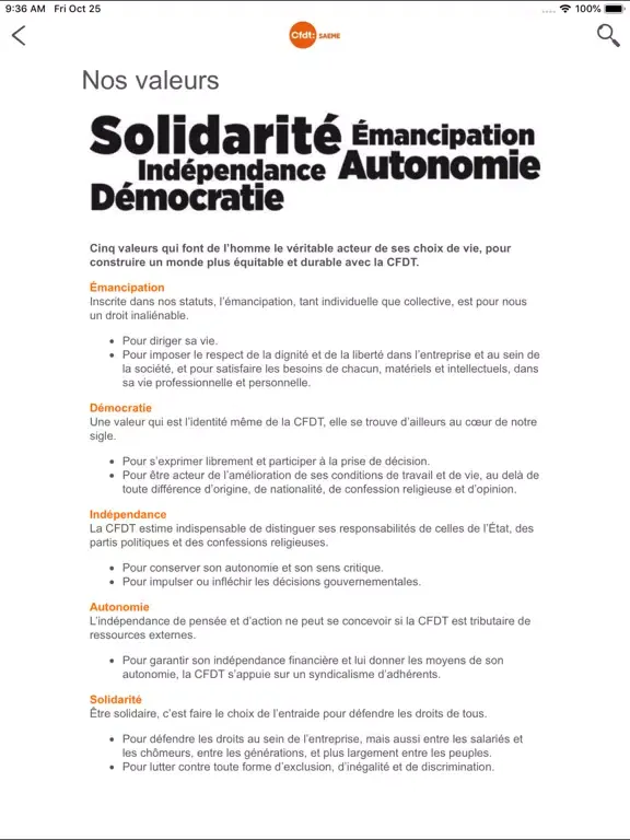 Capturas de pantalla de CFDT SAEME iPad 
