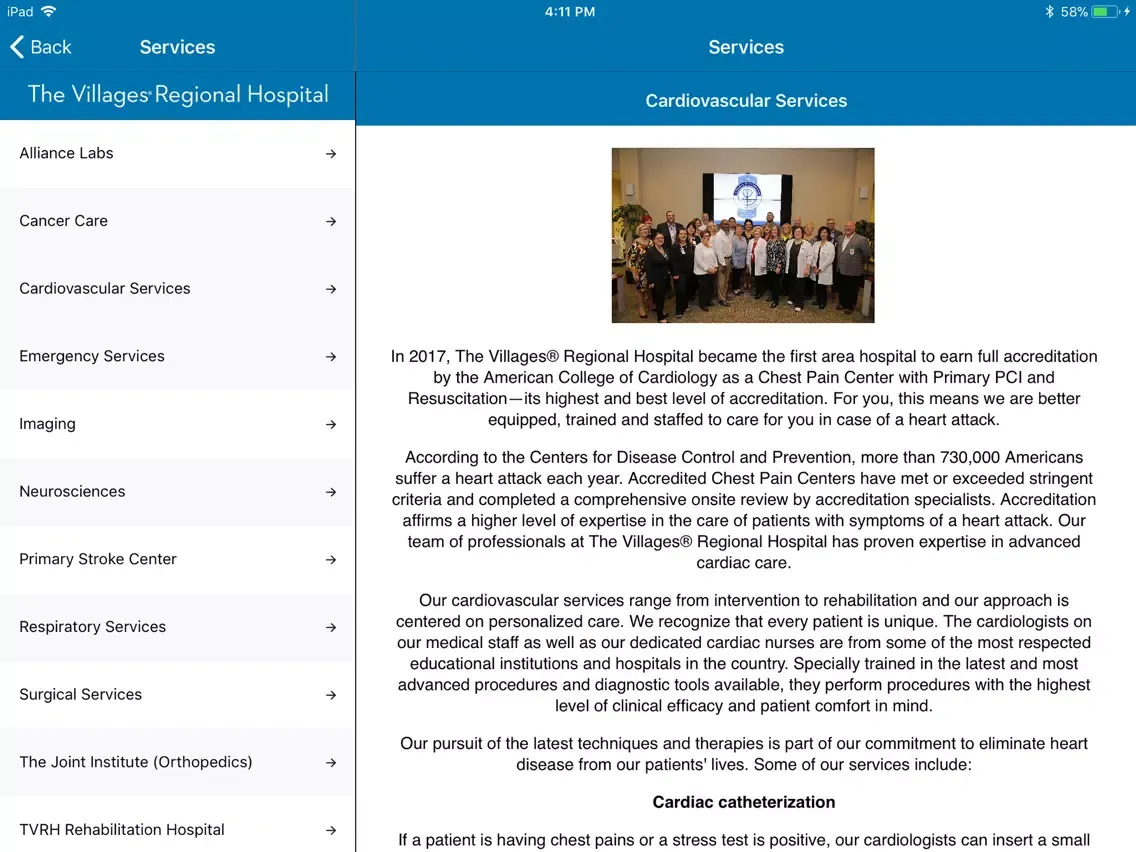 The Villages Regional Hospital iPad  স্ক্রিনশট