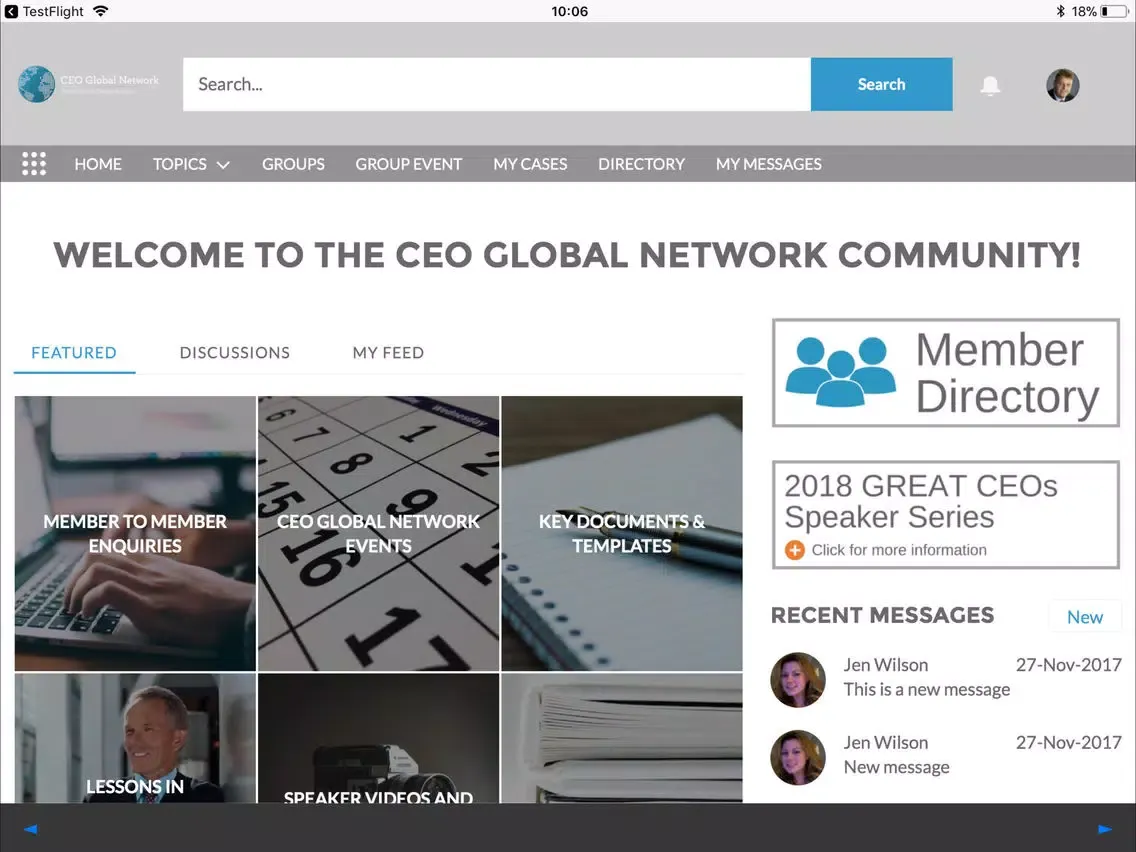 Capturas de tela do CEO Global Network Member App iPad 